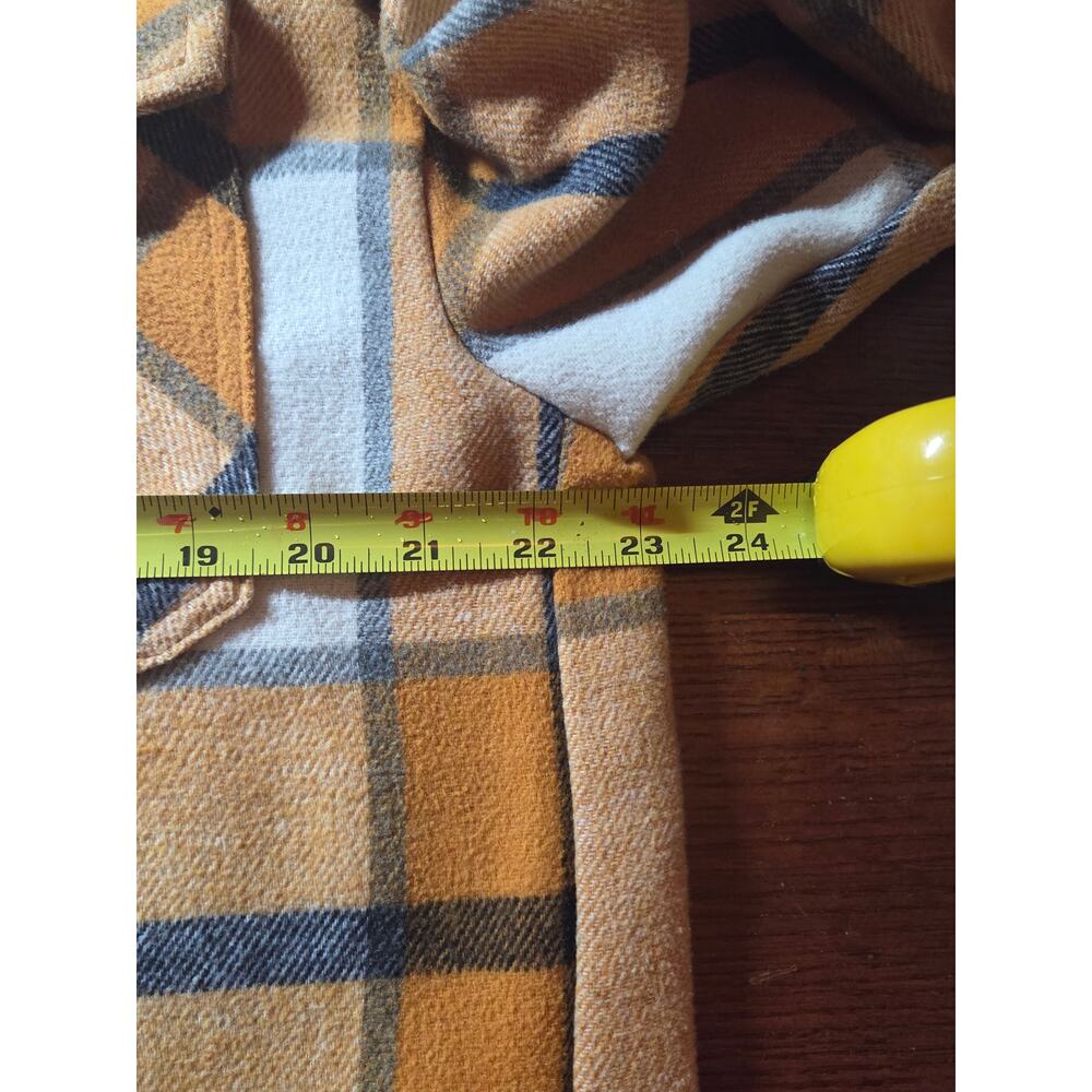 HFX Women's Plaid Flannel Shirt Jacket Shacket Relaxed Fit Mustard/ White Sz S - Picture 5 of 9